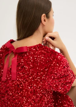 bonprix bonprix Vestido corto con lentejuelas rojo cayena