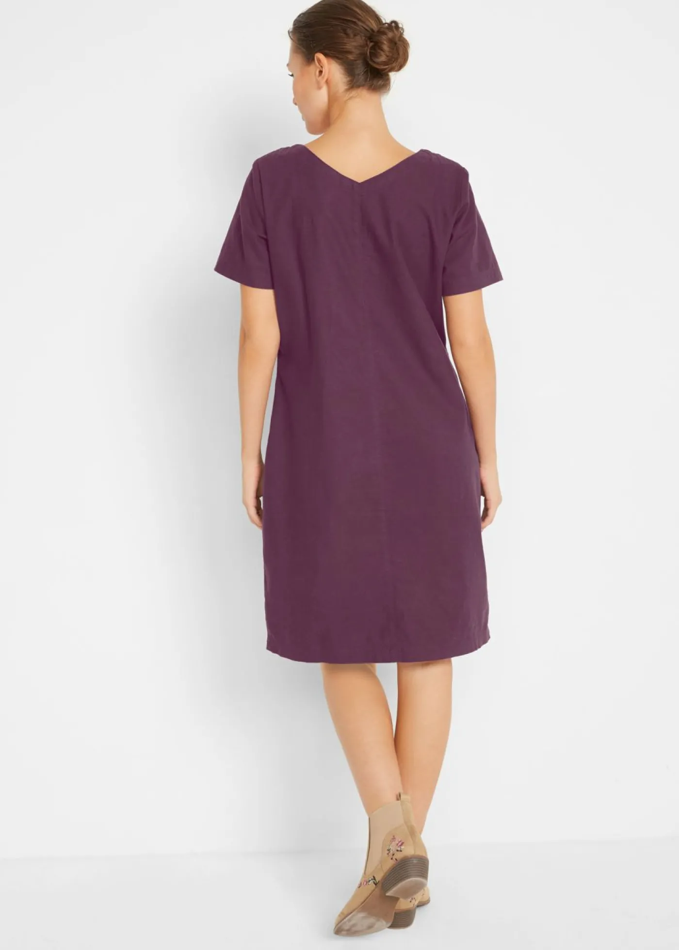 bonprix bonprix Vestido corto con lino morado intenso