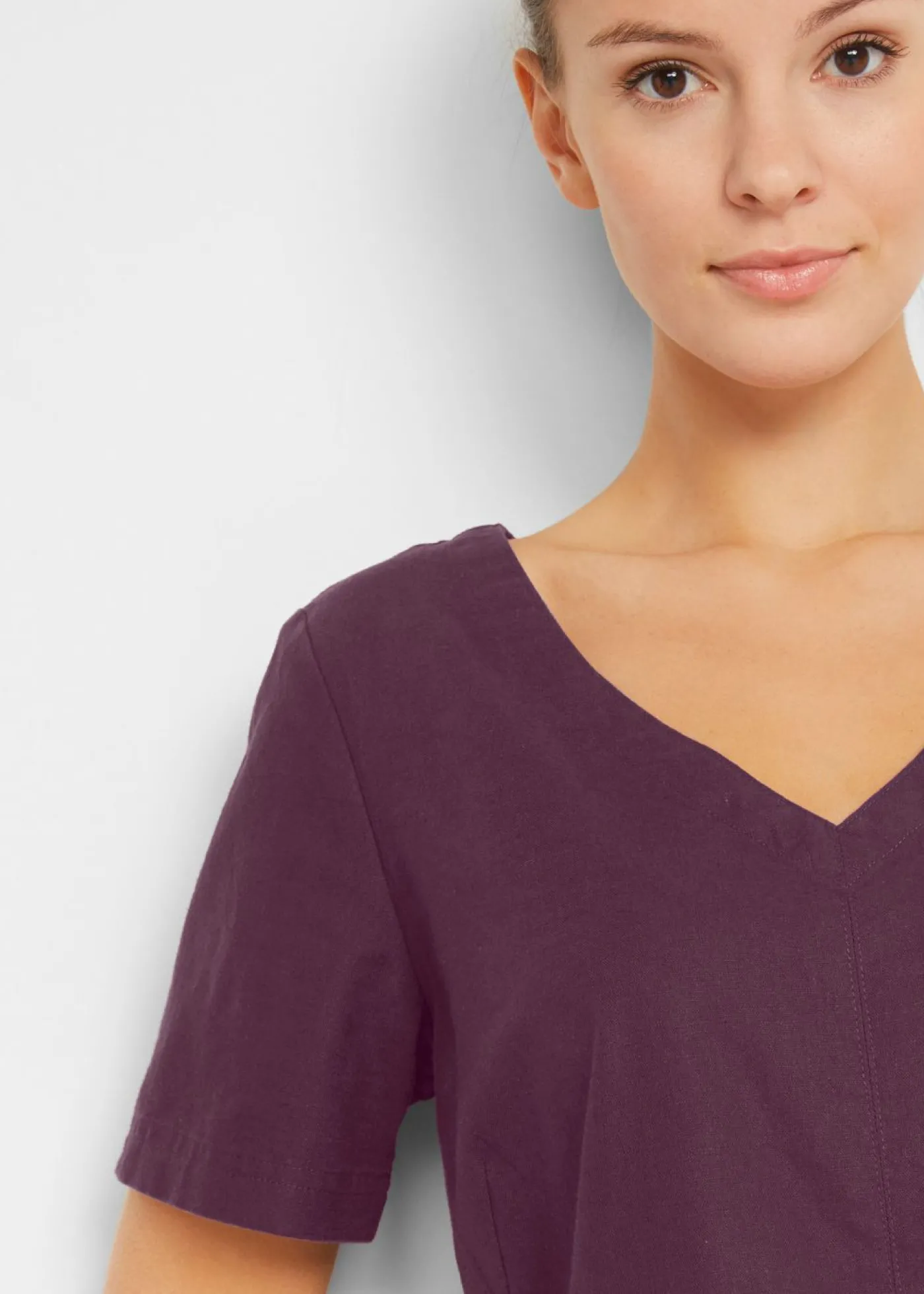 bonprix bonprix Vestido corto con lino morado intenso