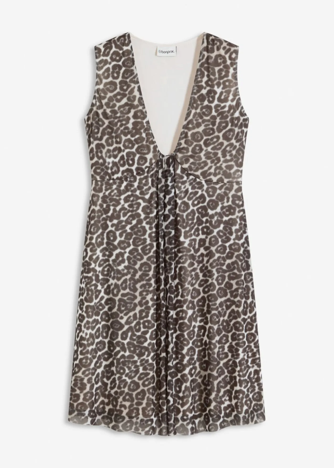 bonprix bonprix Vestido corto con malla estampado leo negro-marrón Clearance