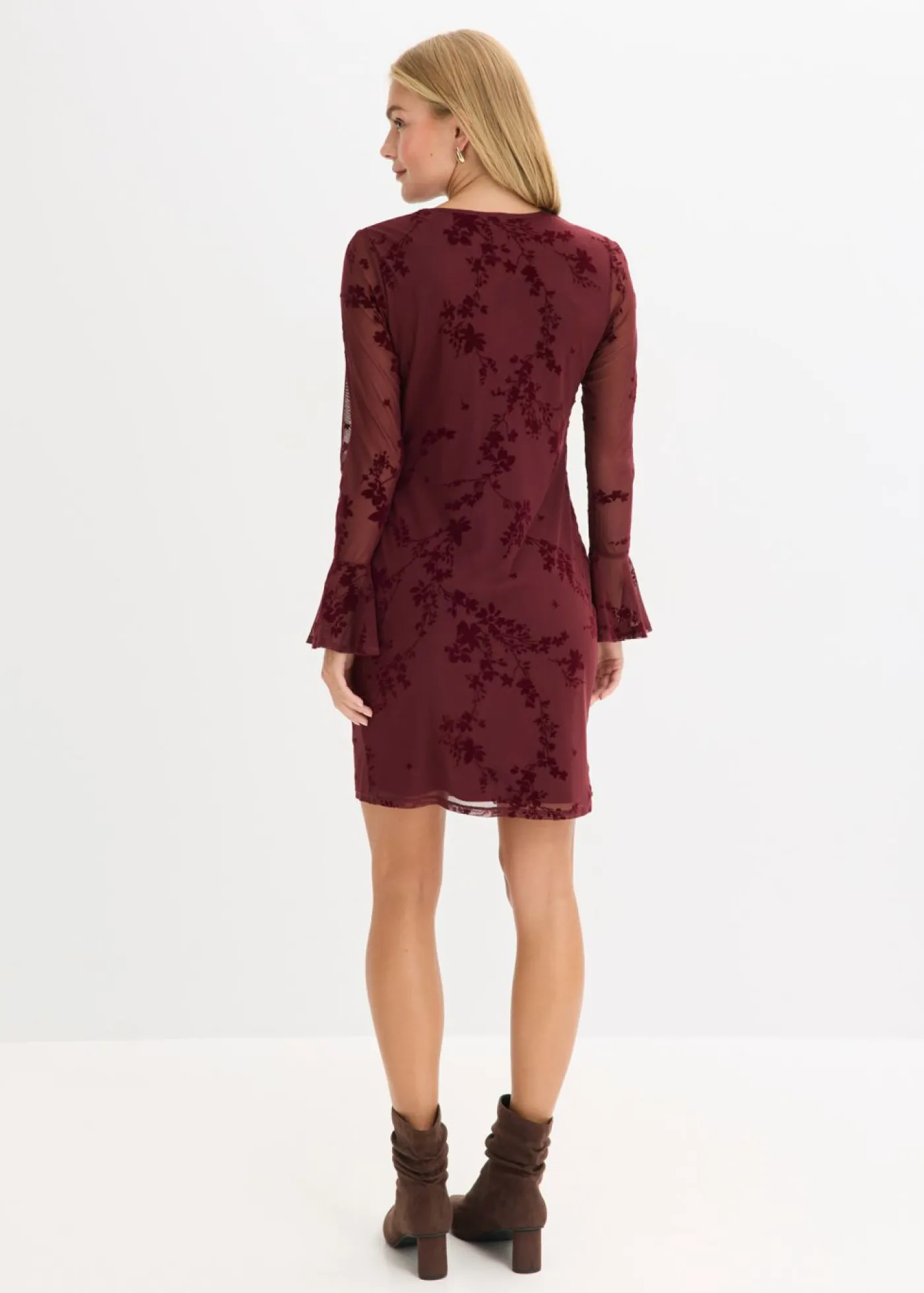 bonprix bonprix Vestido corto con malla rojo avellana