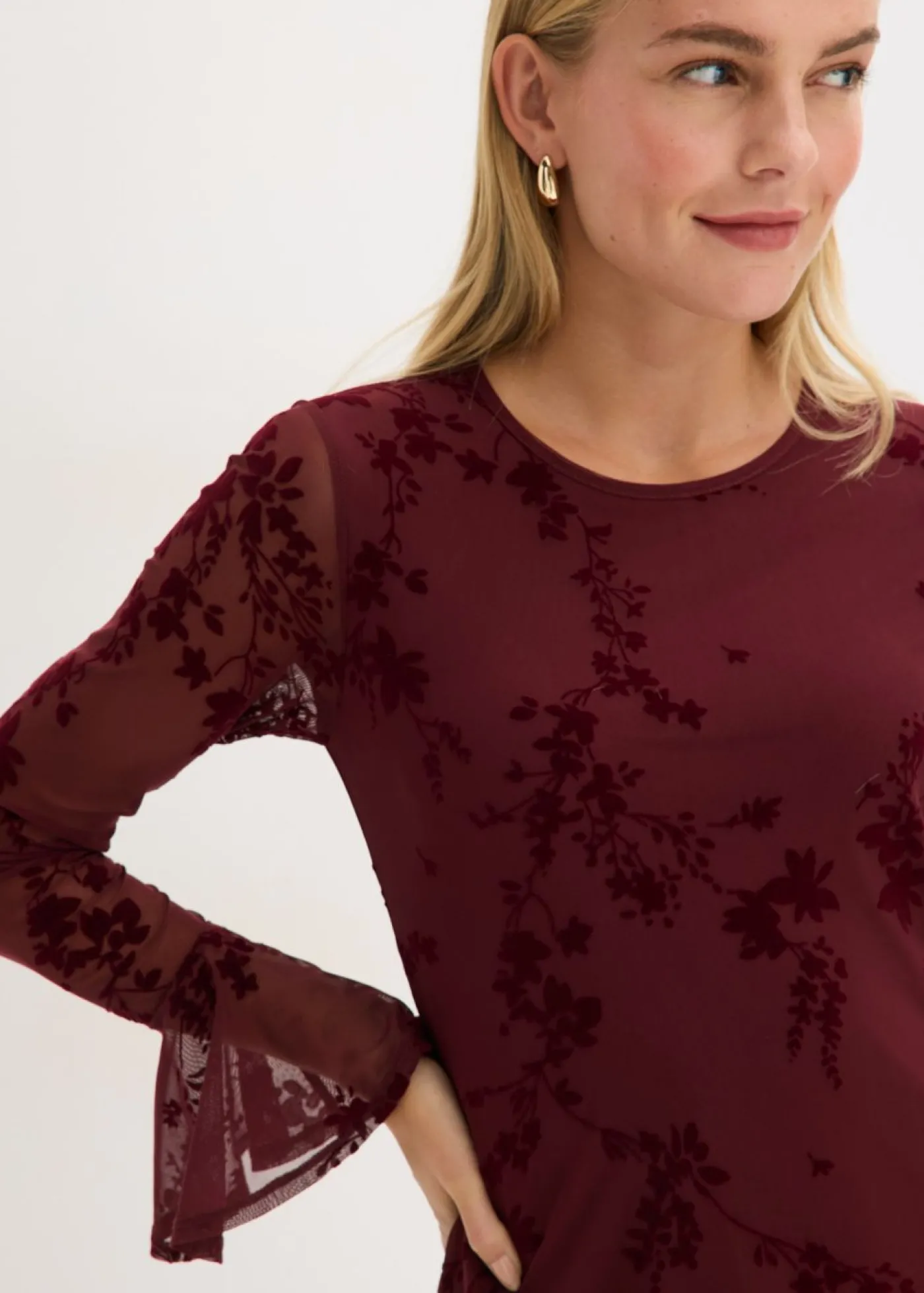 bonprix bonprix Vestido corto con malla rojo avellana