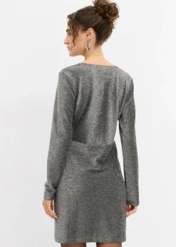 bonprix bonprix Vestido corto con material brillante y detalle de lazo Negro-plata Discount