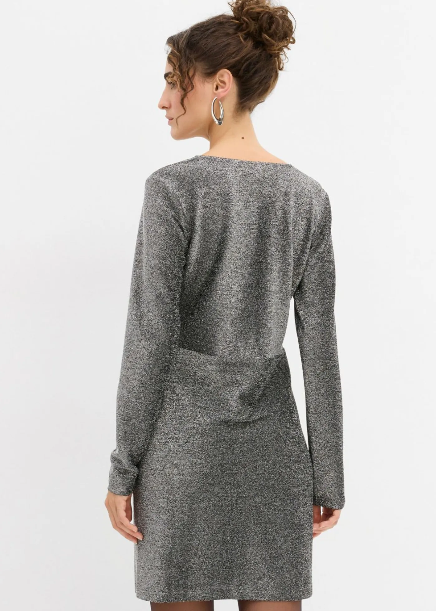 bonprix bonprix Vestido corto con material brillante y detalle de lazo Negro-plata Discount