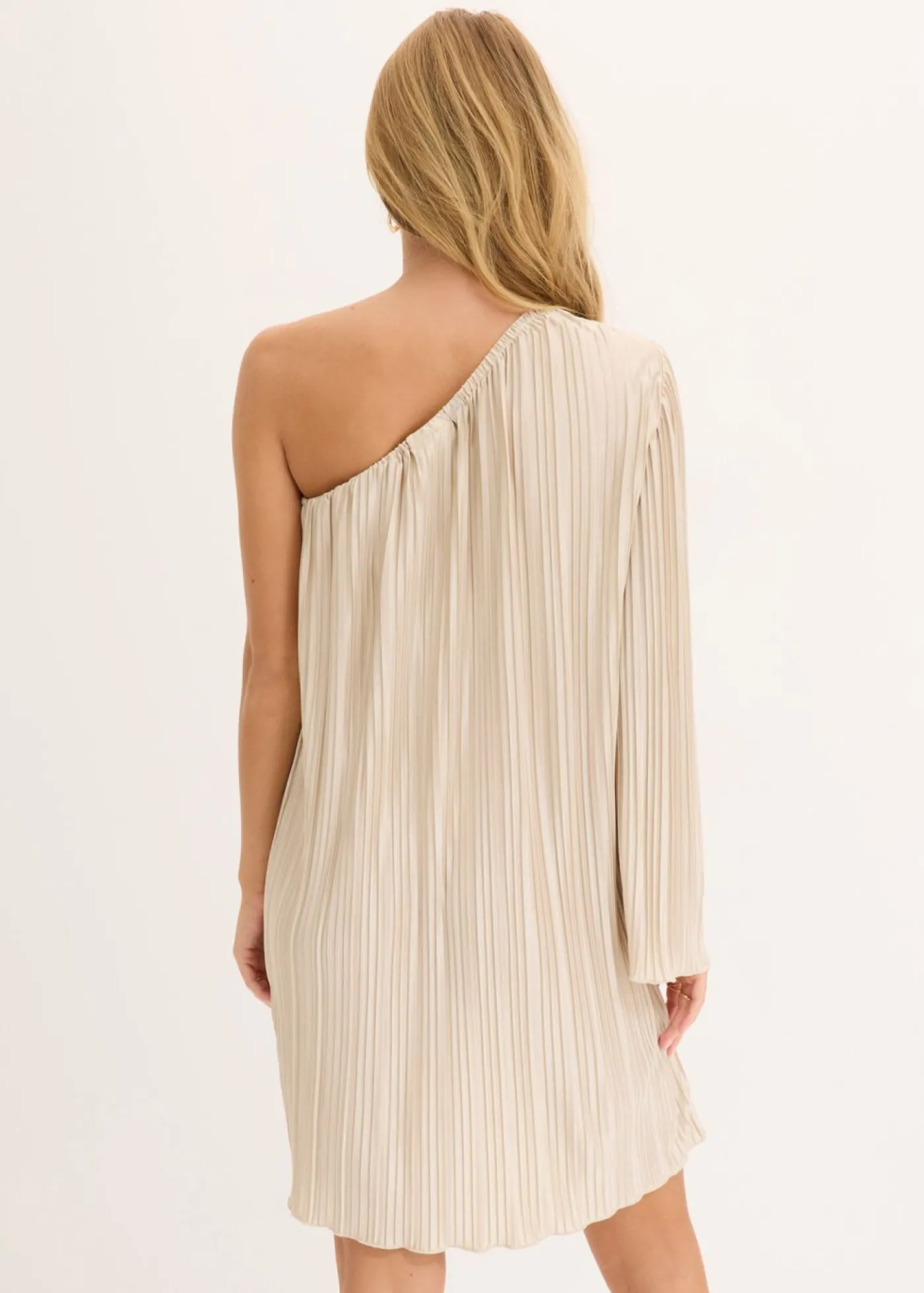 bonprix bonprix Vestido corto con plisado Champán Sale