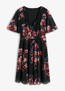 bonprix bonprix Vestido corto de malla Negro con flores Best