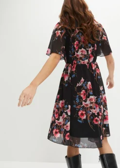 bonprix bonprix Vestido corto de malla Negro con flores Best