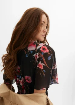 bonprix bonprix Vestido corto de malla Negro con flores Best