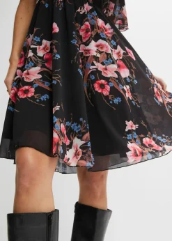 bonprix bonprix Vestido corto de malla Negro con flores Best