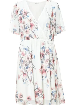 bonprix bonprix Vestido corto de malla blanco con flores Discount