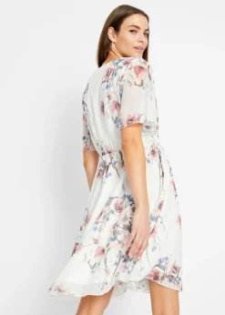 bonprix bonprix Vestido corto de malla blanco con flores Discount