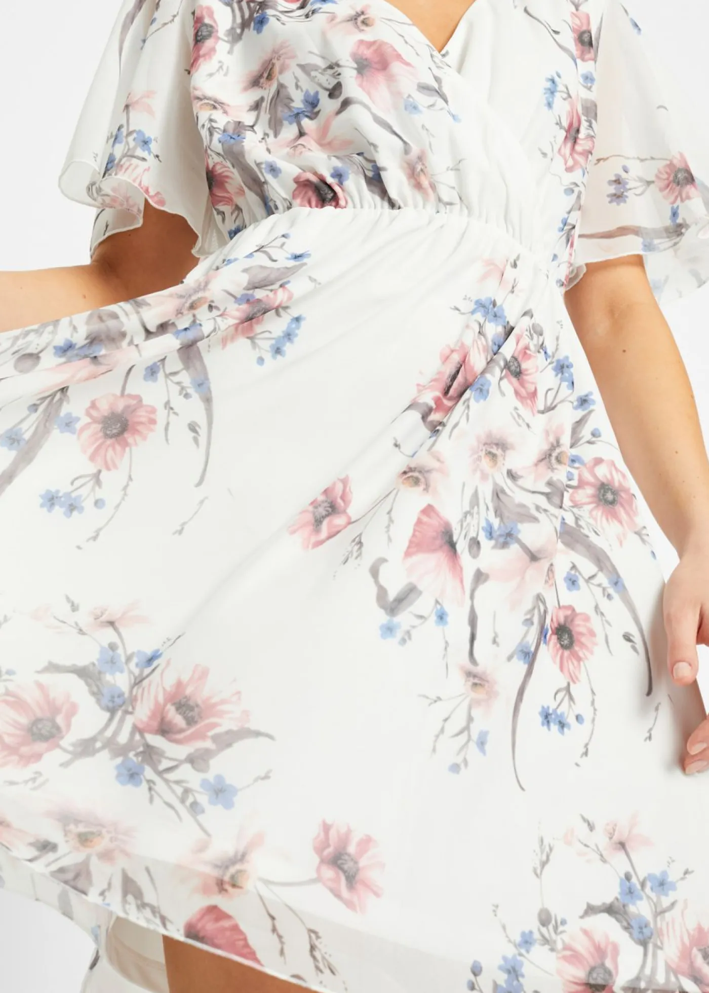 bonprix bonprix Vestido corto de malla blanco con flores Discount