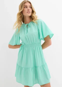 bonprix bonprix Vestido corto de mezcla de viscosa fluida Azul mentol Clearance