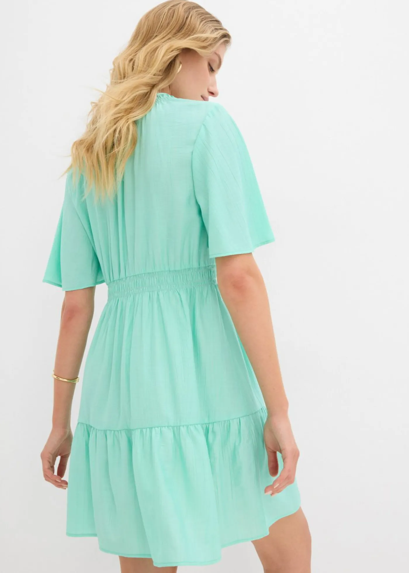 bonprix bonprix Vestido corto de mezcla de viscosa fluida Azul mentol Clearance