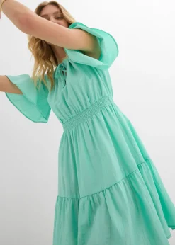 bonprix bonprix Vestido corto de mezcla de viscosa fluida Azul mentol Clearance