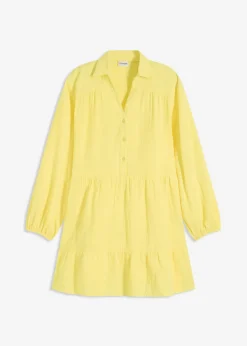 bonprix bonprix Vestido corto de muselina con paneles Amarillo suave Online