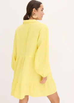 bonprix bonprix Vestido corto de muselina con paneles Amarillo suave Online