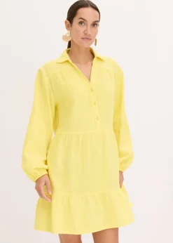 bonprix bonprix Vestido corto de muselina con paneles Amarillo suave Online
