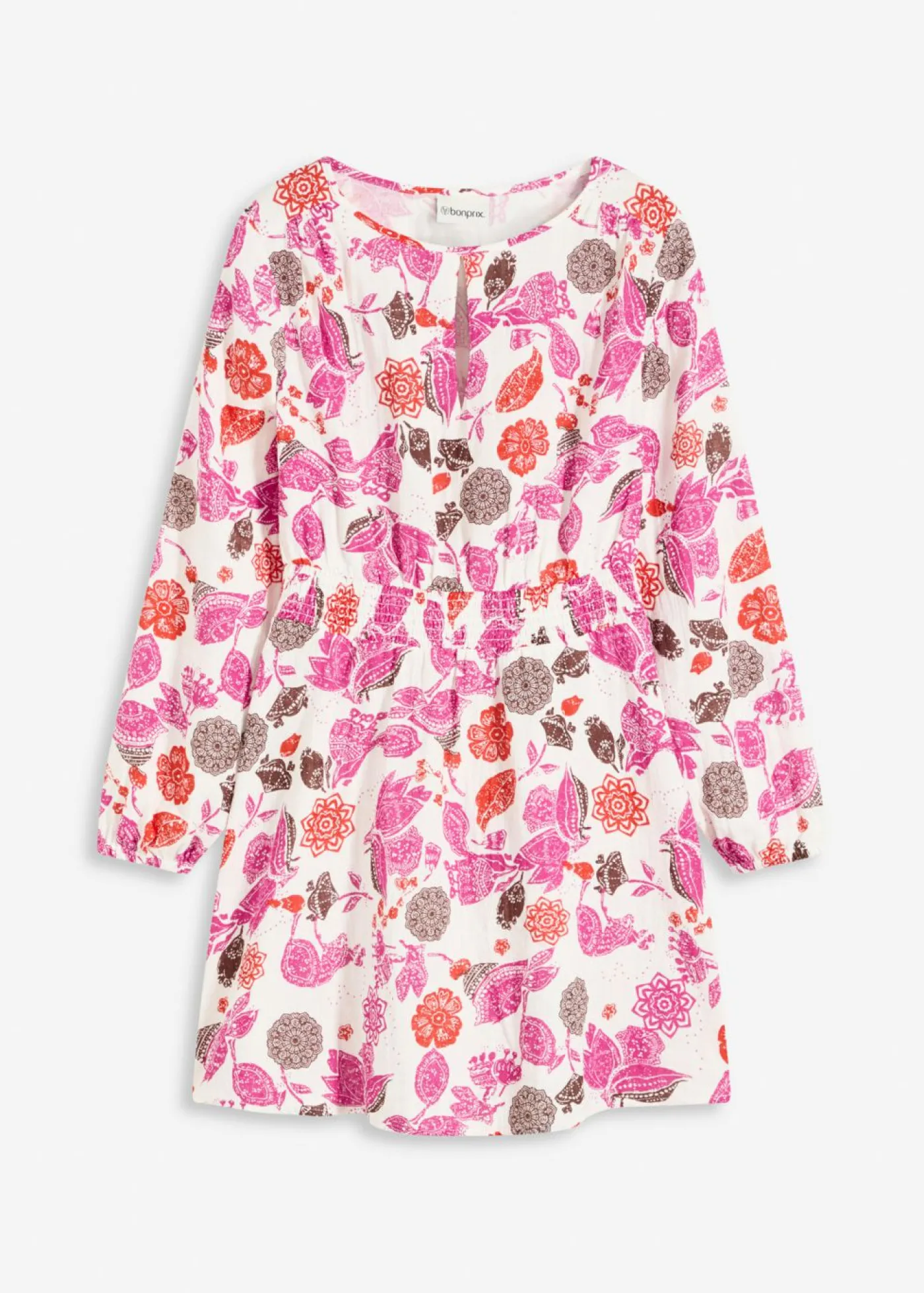 bonprix bonprix Vestido corto de muselina Blanco lana de flores Best
