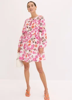 bonprix bonprix Vestido corto de muselina Blanco lana de flores Best