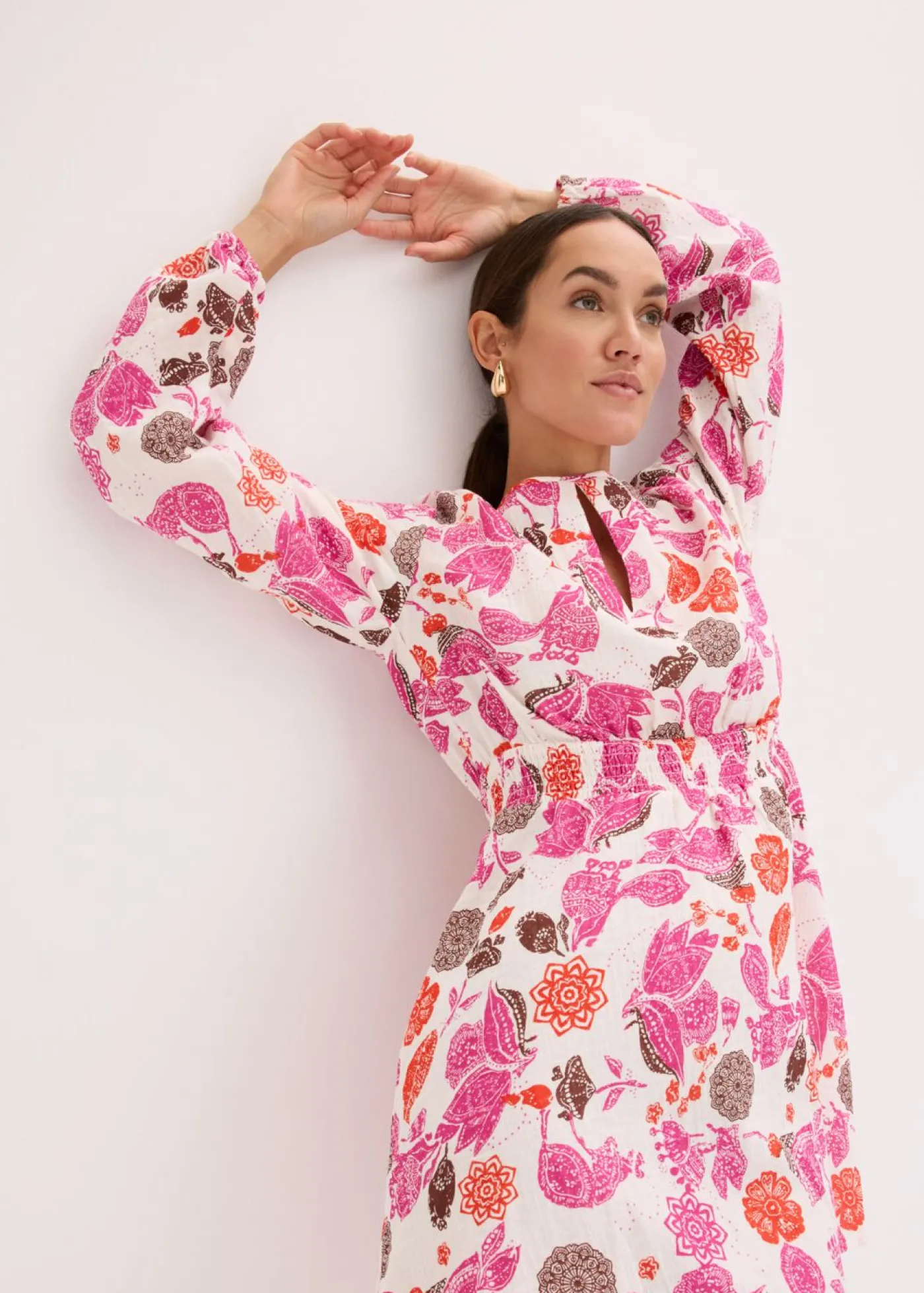 bonprix bonprix Vestido corto de muselina Blanco lana de flores Best