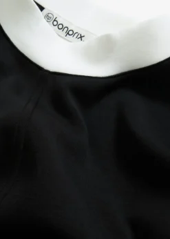 bonprix bonprix Vestido corto de neopreno con cuello alto Negro-blanco lana New