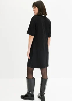 bonprix bonprix Vestido corto de neopreno con cuello alto Negro-blanco lana New