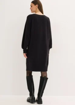 bonprix bonprix Vestido corto de punto Negro Sale
