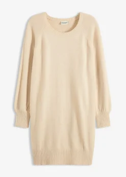 bonprix bonprix Vestido corto de punto Arena claro Discount