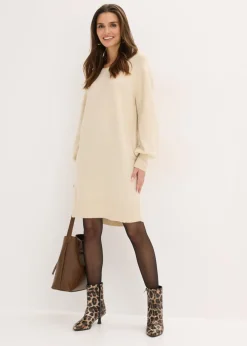 bonprix bonprix Vestido corto de punto Arena claro Discount