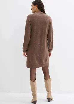 bonprix bonprix Vestido corto de punto con botones marrón arcilla Clearance