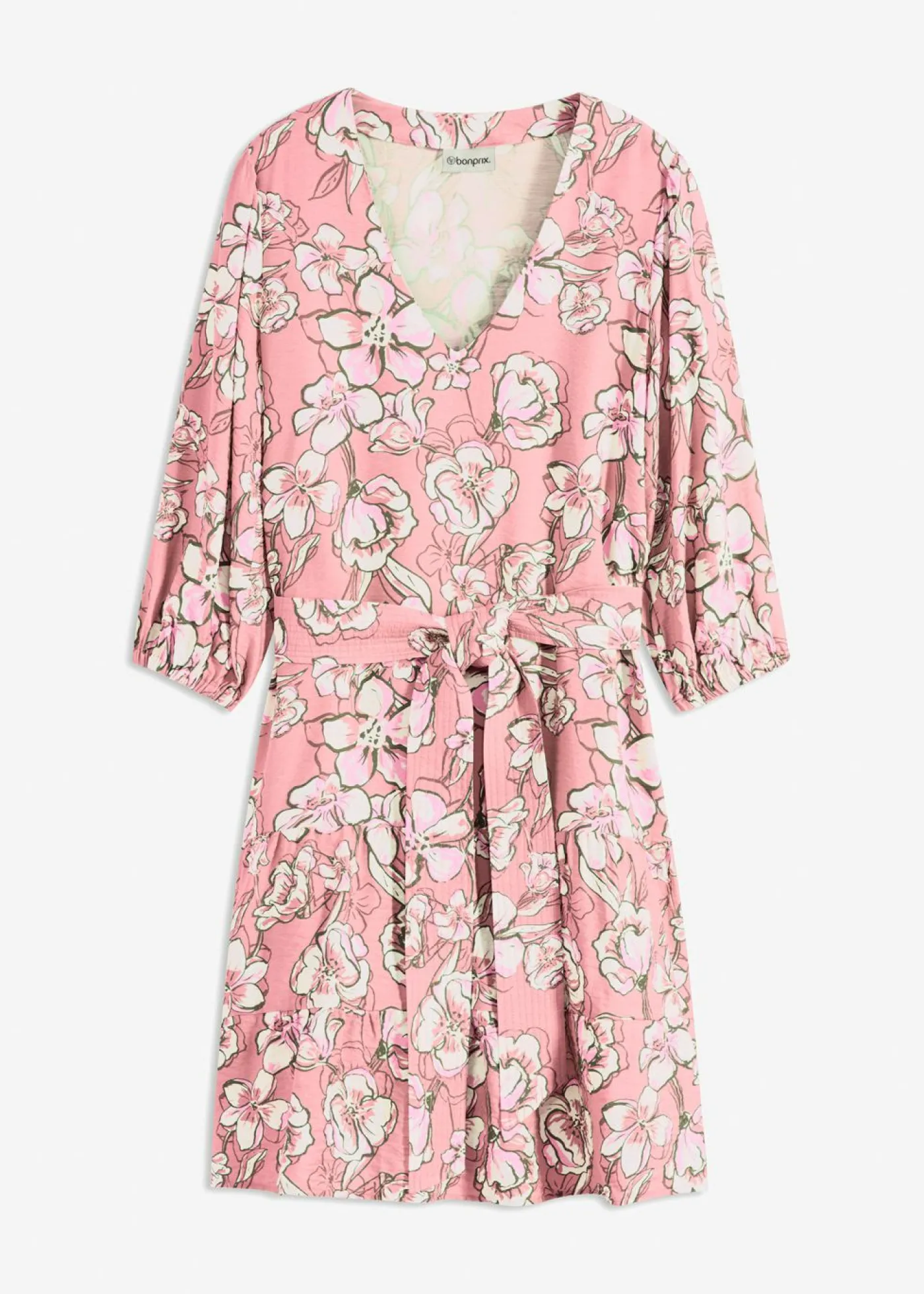 bonprix bonprix Vestido corto de suave mezcla de viscosa Rosa suave de flores Hot