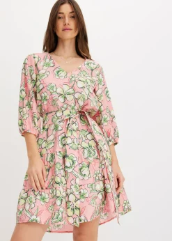 bonprix bonprix Vestido corto de suave mezcla de viscosa Rosa suave de flores Hot