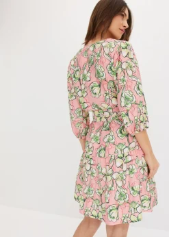bonprix bonprix Vestido corto de suave mezcla de viscosa Rosa suave de flores Hot