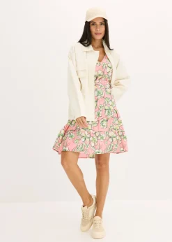 bonprix bonprix Vestido corto de suave mezcla de viscosa Rosa suave de flores Hot