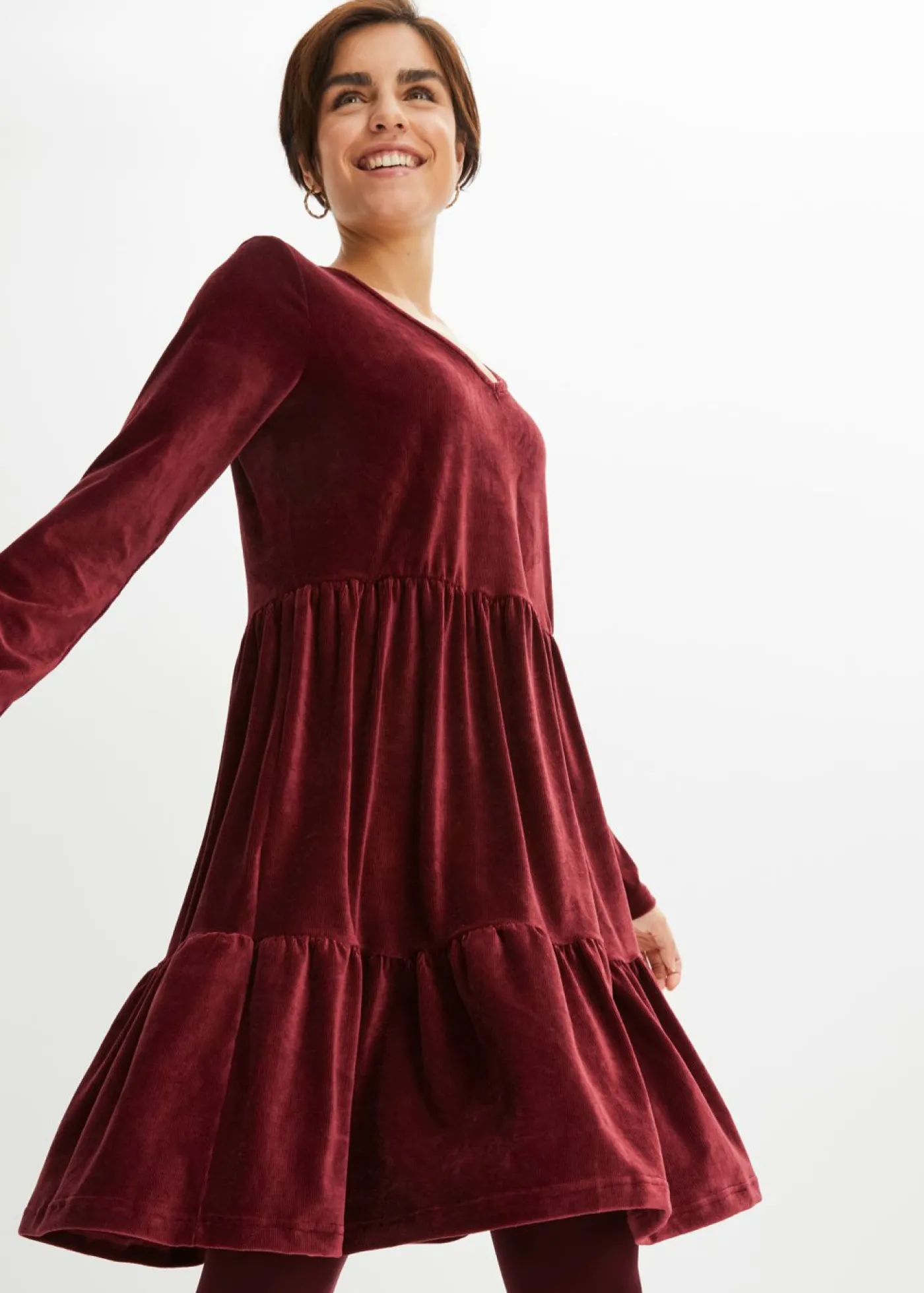 bonprix bonprix Vestido corto de terciopelo elástico rojo avellana Best