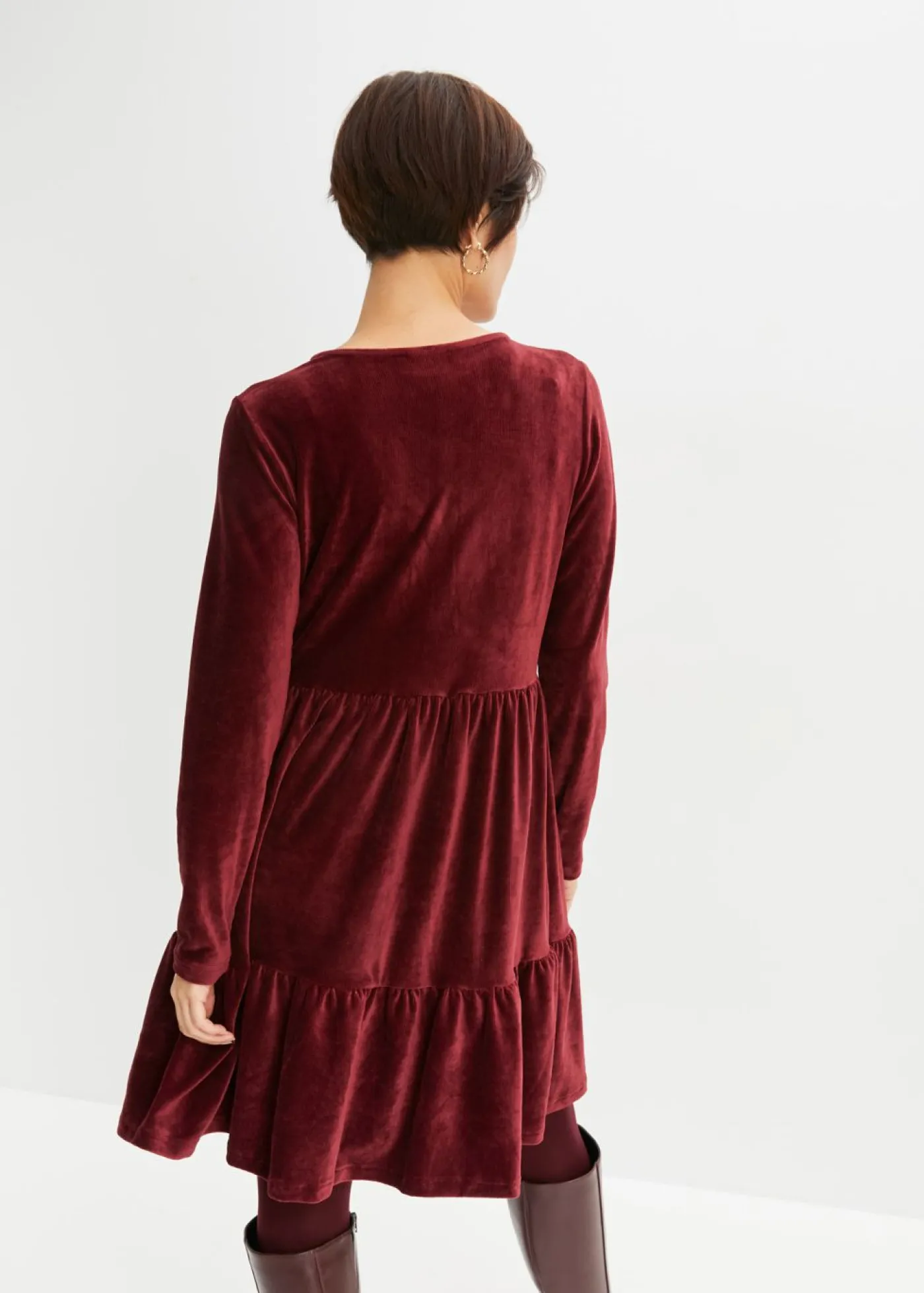 bonprix bonprix Vestido corto de terciopelo elástico rojo avellana Best