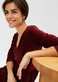 bonprix bonprix Vestido corto de terciopelo elástico rojo avellana Best
