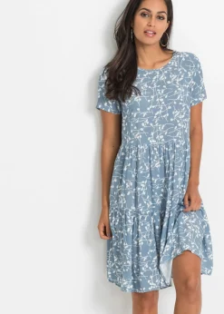 bonprix bonprix Vestido corto de viscosa fluida Negro-blanco lana Discount