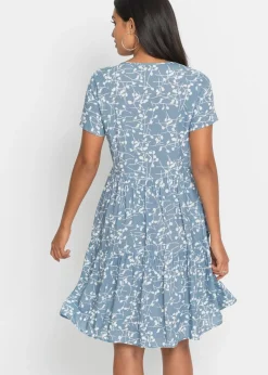 bonprix bonprix Vestido corto de viscosa fluida Negro-blanco lana Discount
