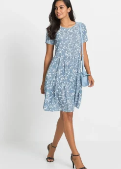 bonprix bonprix Vestido corto de viscosa fluida Negro-blanco lana Discount