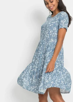 bonprix bonprix Vestido corto de viscosa fluida Negro-blanco lana Discount