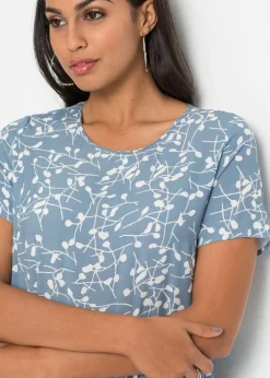 bonprix bonprix Vestido corto de viscosa fluida Negro-blanco lana Discount