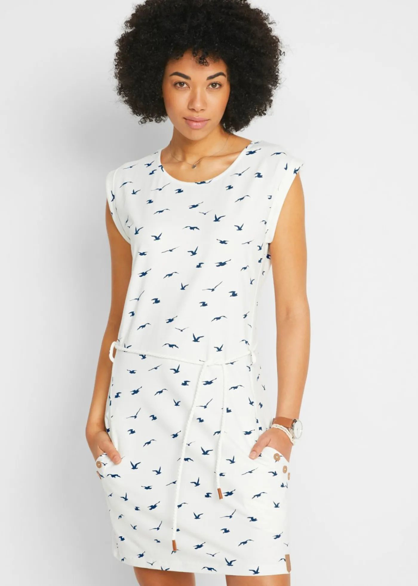 bonprix bonprix Vestido de algodón Blanco lana Sale