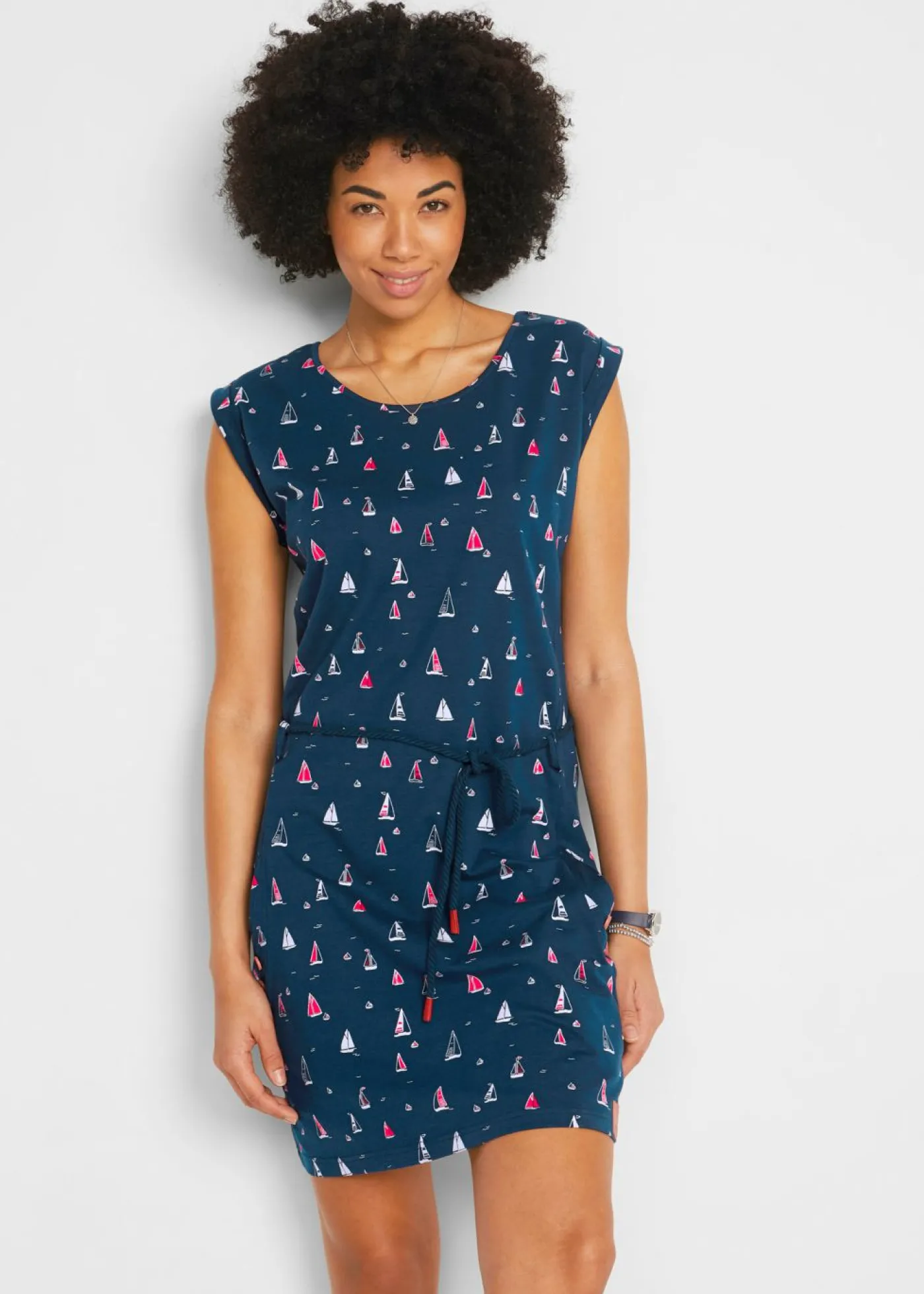 bonprix bonprix Vestido de algodón Azul oscuro estampado Outlet