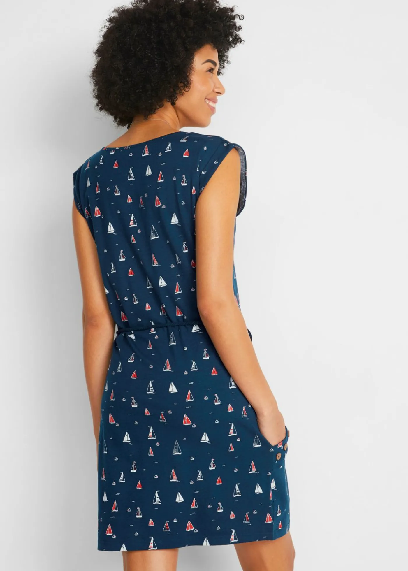 bonprix bonprix Vestido de algodón Azul oscuro estampado Outlet