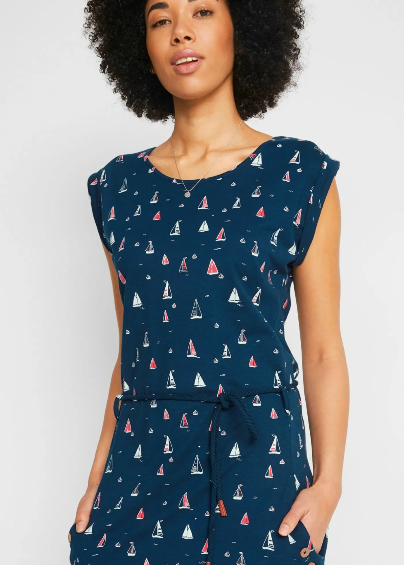 bonprix bonprix Vestido de algodón Azul oscuro estampado Outlet