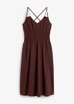 bonprix bonprix Vestido de algodón orgánico puro con tirantes Marrón tierra Outlet