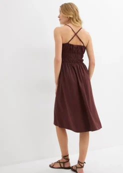 bonprix bonprix Vestido de algodón orgánico puro con tirantes Marrón tierra Outlet