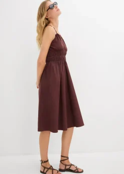 bonprix bonprix Vestido de algodón orgánico puro con tirantes Marrón tierra Outlet